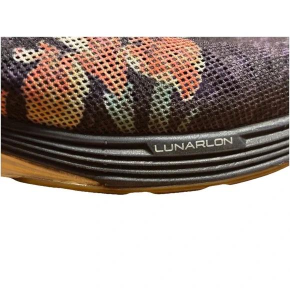 Women's Black Floral Nike Lunarglide 6 Athletic Running/Walking Shoes Size 9 - Picture 9 of 11